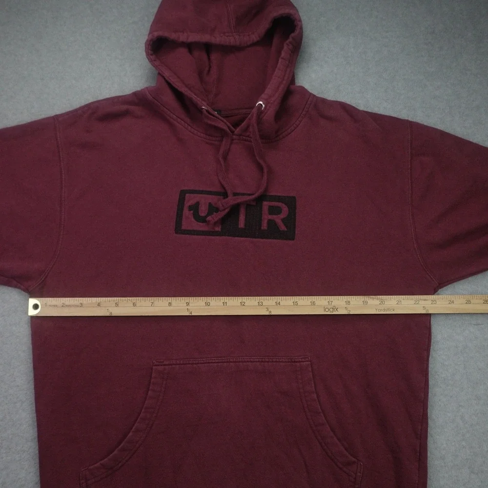 True Religion Hoodie Mens Large‎ Maroon Casual Pullover Logo Sweatshirt